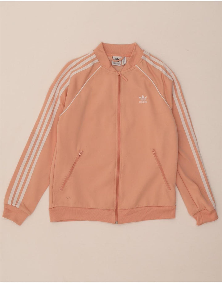 ADIDAS Damen Trainingsanzug Top Jacke UK 14 Mittelrosa Polyester
