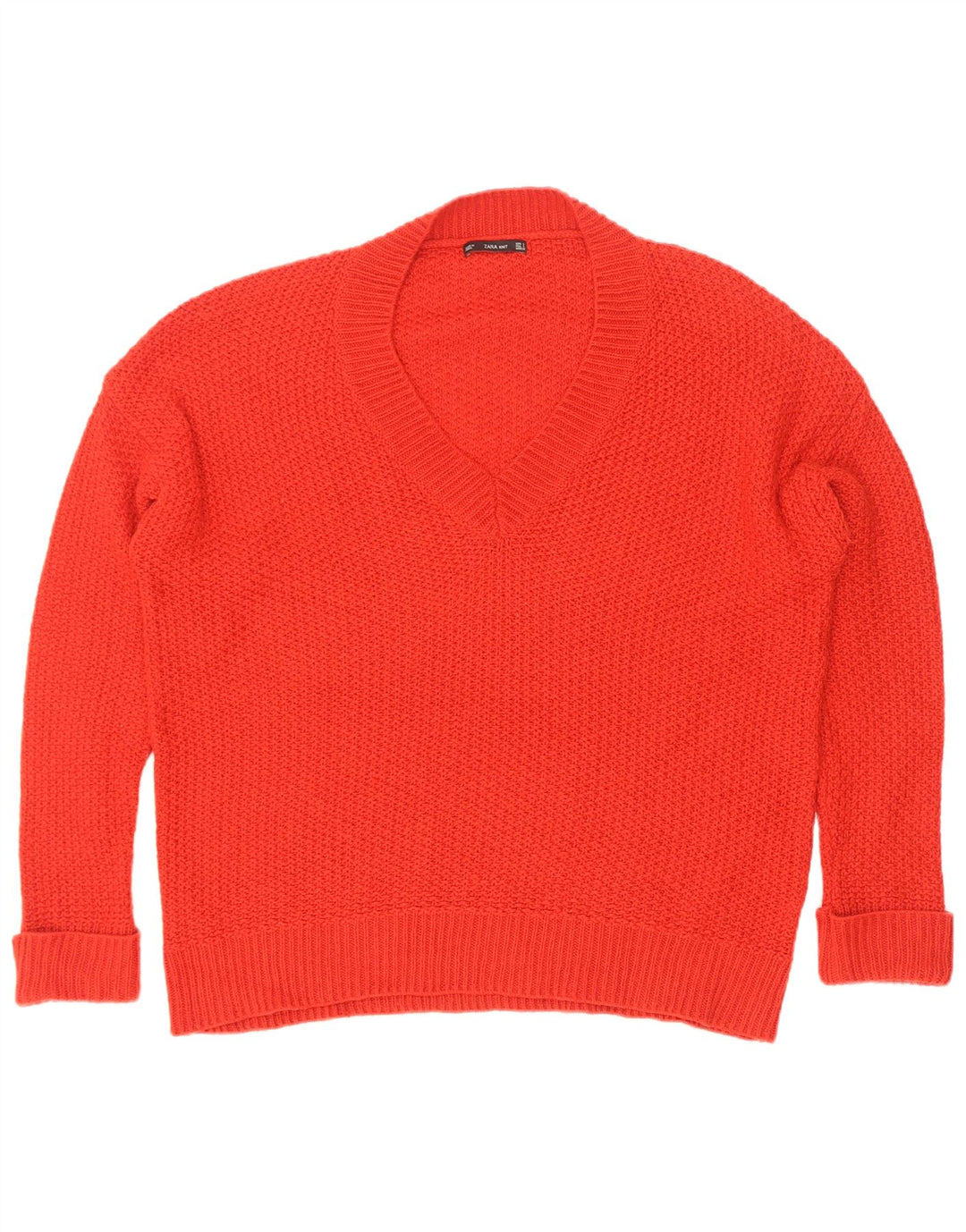 Zara Damen-Pullover, übergroß, V-Ausschnitt, Gr. 10, Größe S, Rot