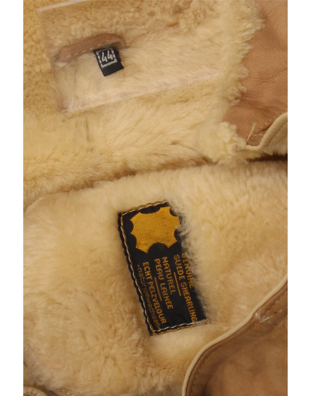 Vintage Damen Shearling Mantel IT 44 Medium Beige Shearling