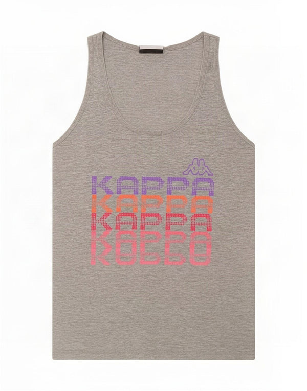Kappa Womens Graphic Vest Top UK 12 Mittelgrau gefleckte Baumwolle