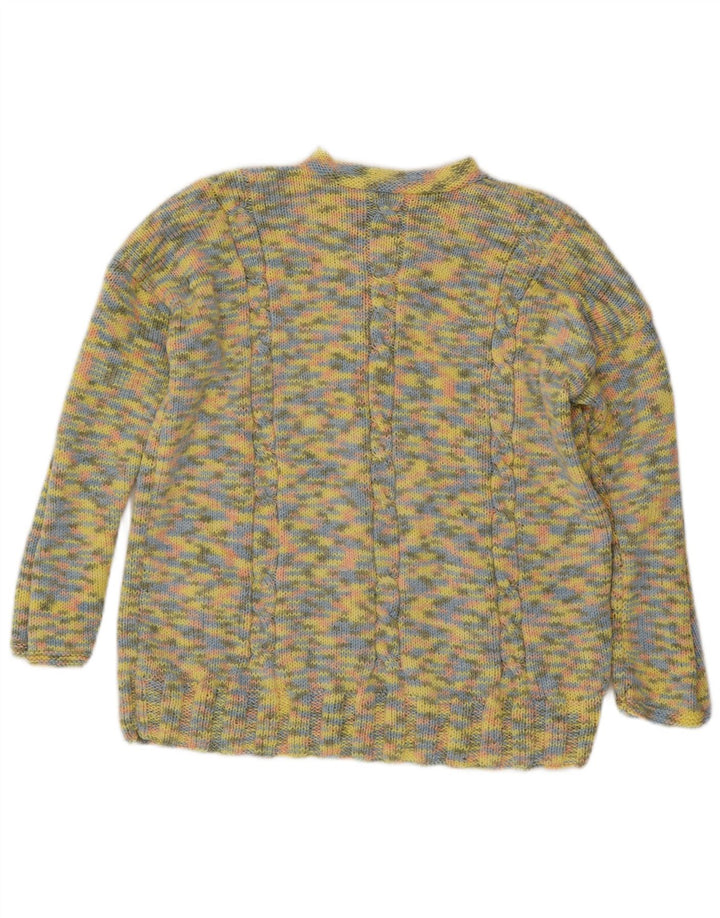 Vintage Damen Rollkragenpullover Pullover UK 14 Groß Gelb meliert