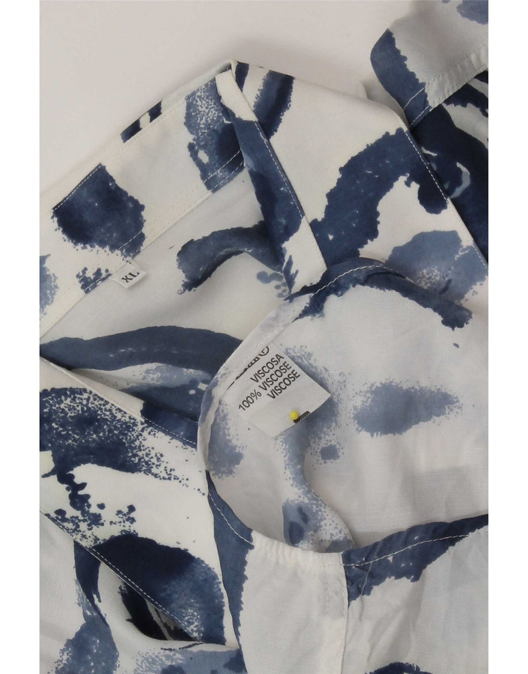 Vintage Herren Kurzarmshirt XL Blau Geometrisch Viskose