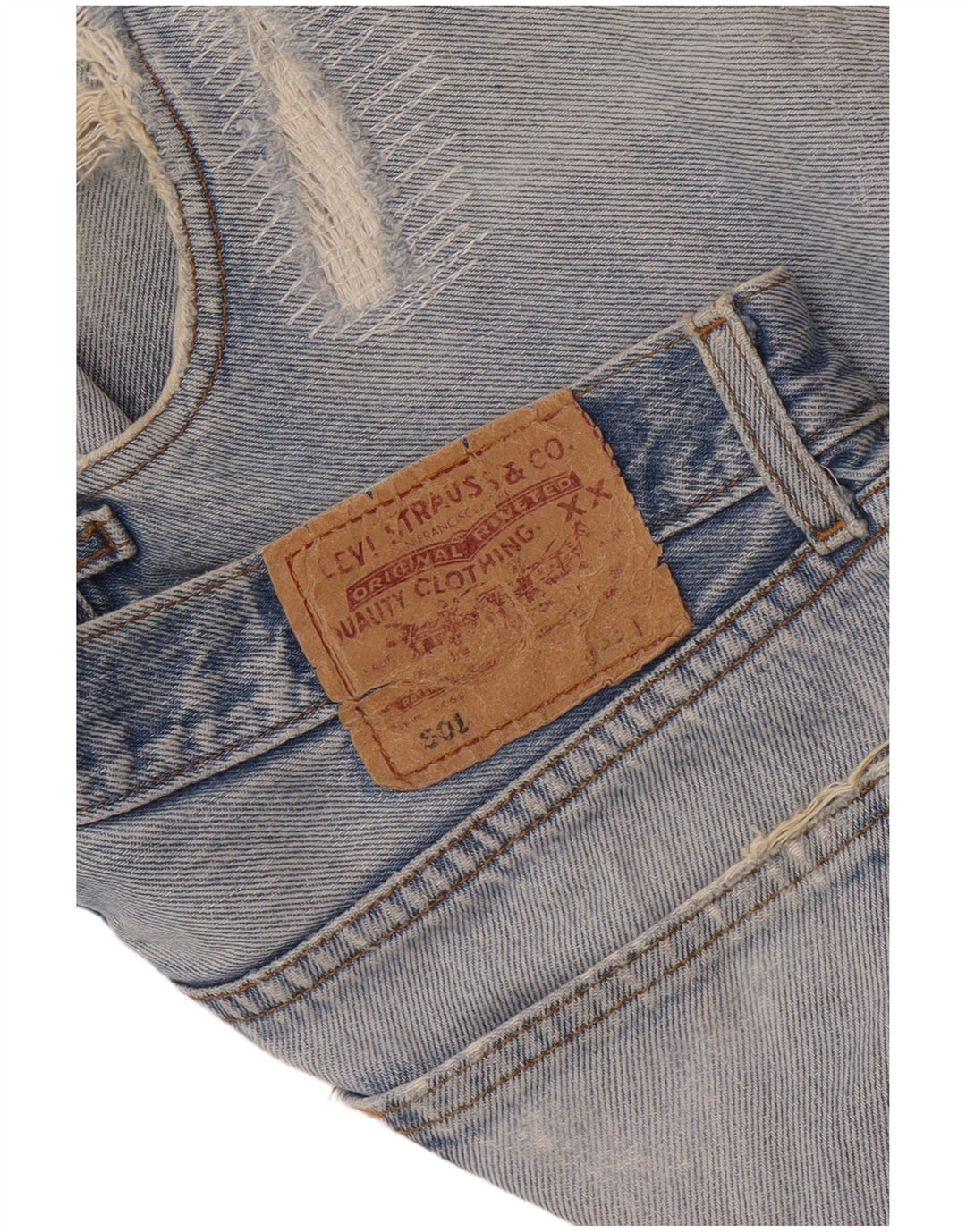 Levi's Damen 501 Distressed Denim Shorts W33 Mittelblau