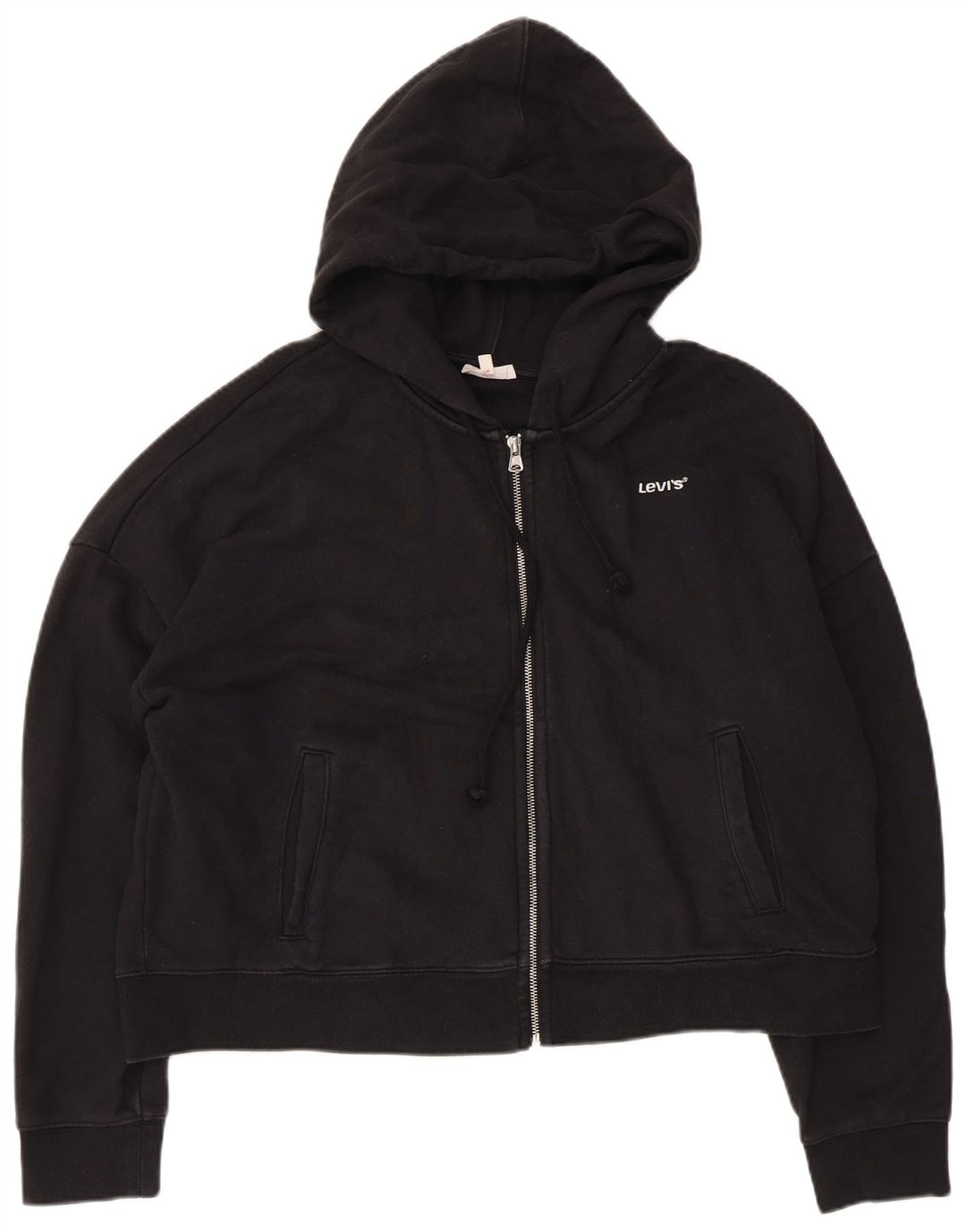 Levi's Damen-Pullover, übergroß, Crop-Zip, Kapuzenpullover, Gr. 16, Schwarz