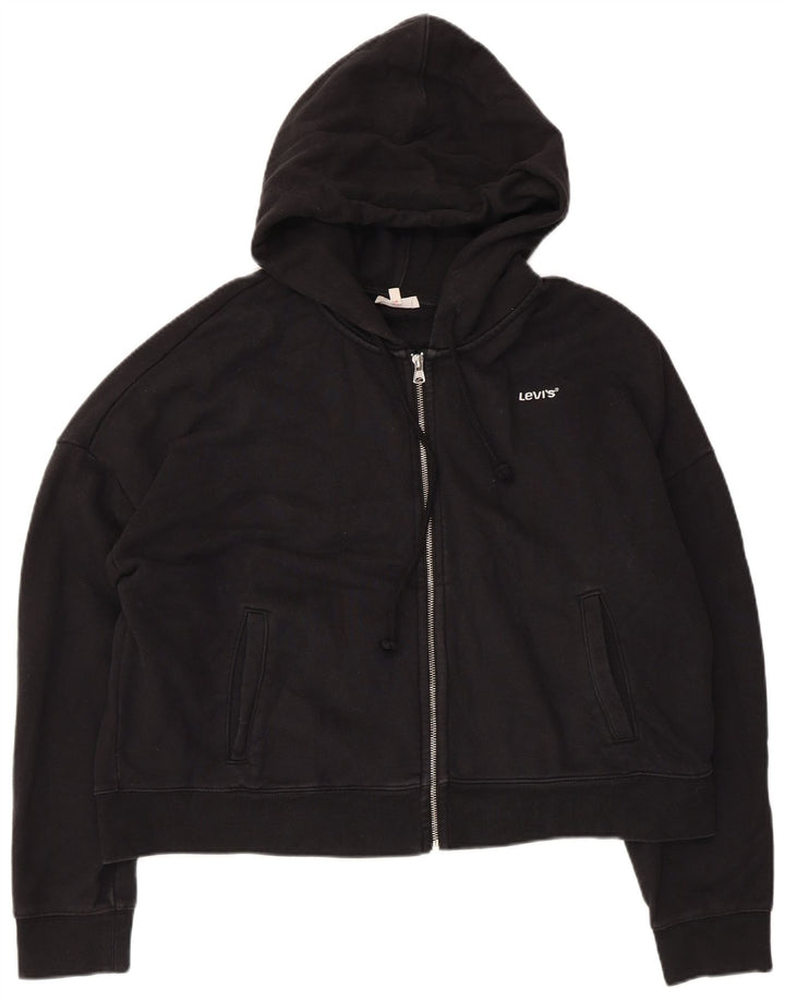 Levi's Damen-Pullover, übergroß, Crop-Zip, Kapuzenpullover, Gr. 16, Schwarz