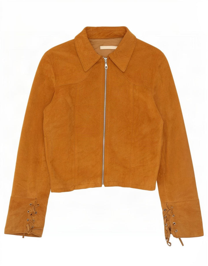 Imperial Damen Crop Wildlederjacke UK 12 Medium Beige Leder