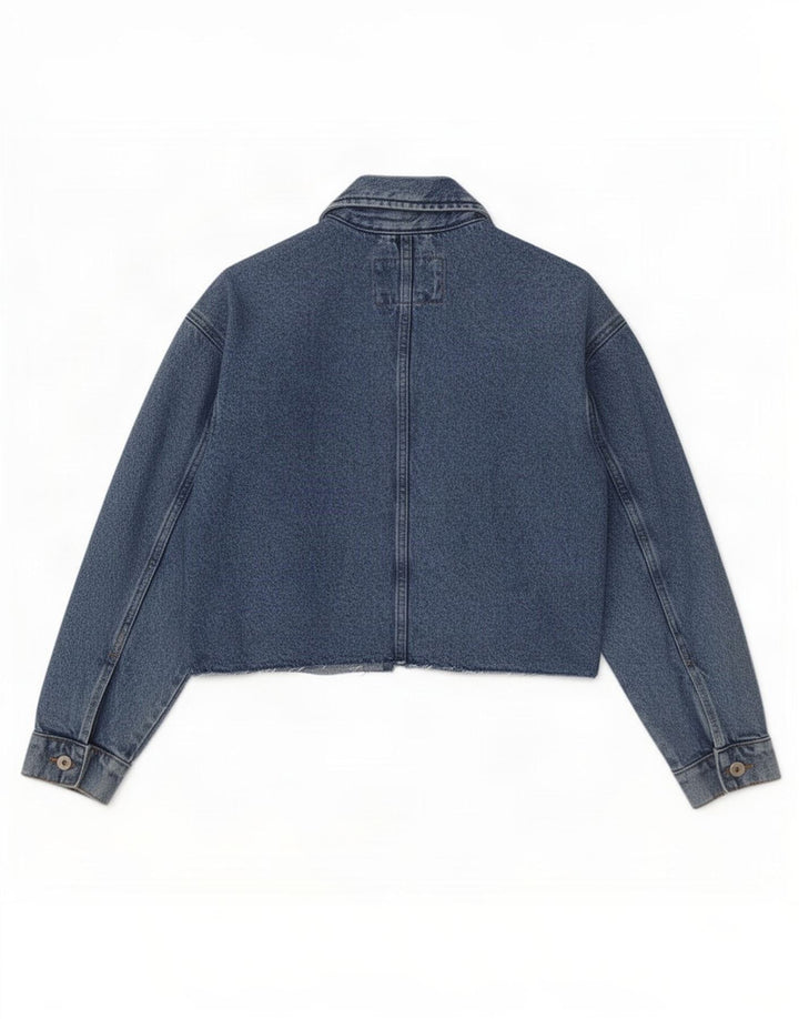 Marks & Spencer Damen Crop Übergroße Jeansjacke UK 10 Small Blau Baumwolle
