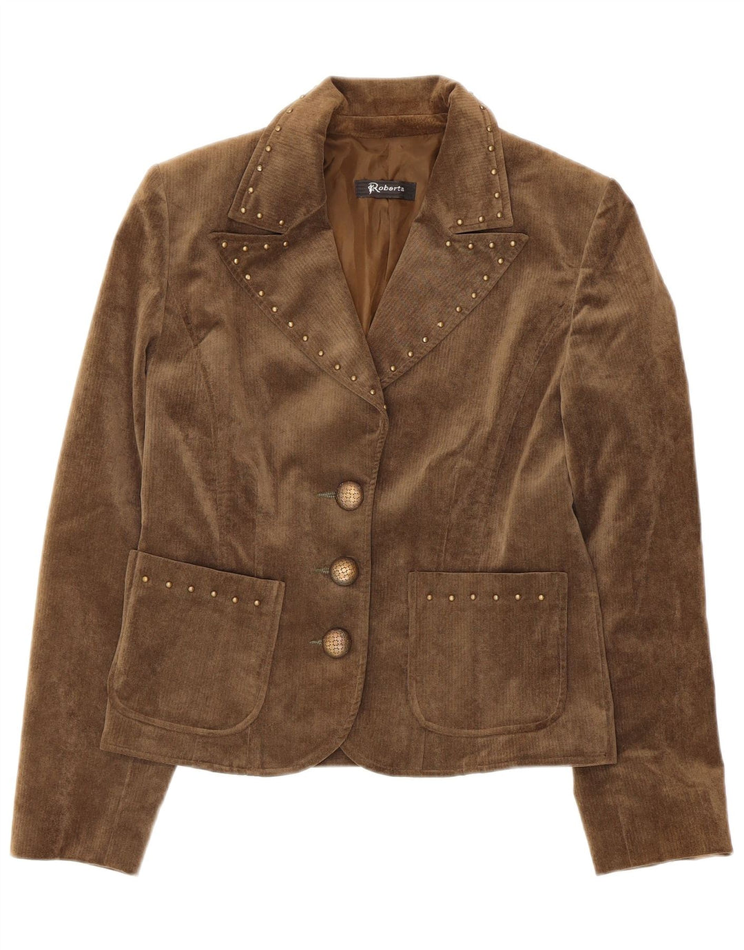 Roberta Damen-Blazer aus Cord mit 3 Knöpfen, Größe IT 44, mittelbeige Baumwolle