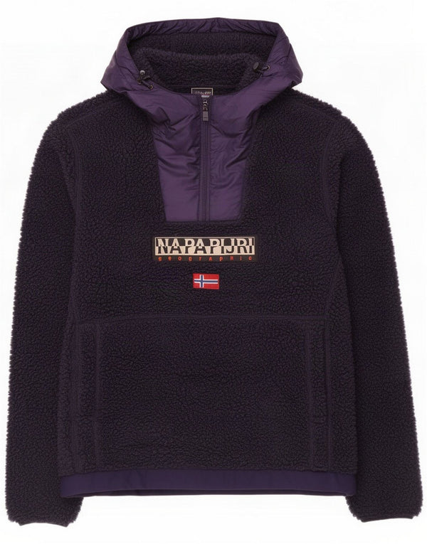 Napapijri Herren-Fleecepullover mit Kapuze und Reißverschluss, groß, marineblaues Polyester