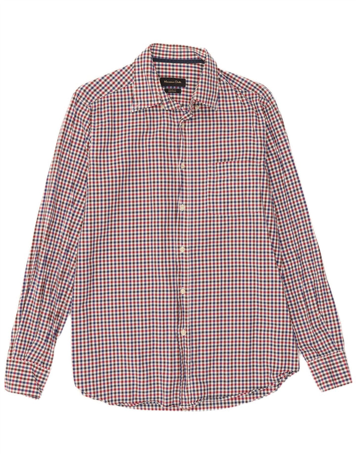 Massimo Dutti Mens Casual Fit Shirt Medium Mehrfarbige Gingham-Baumwolle