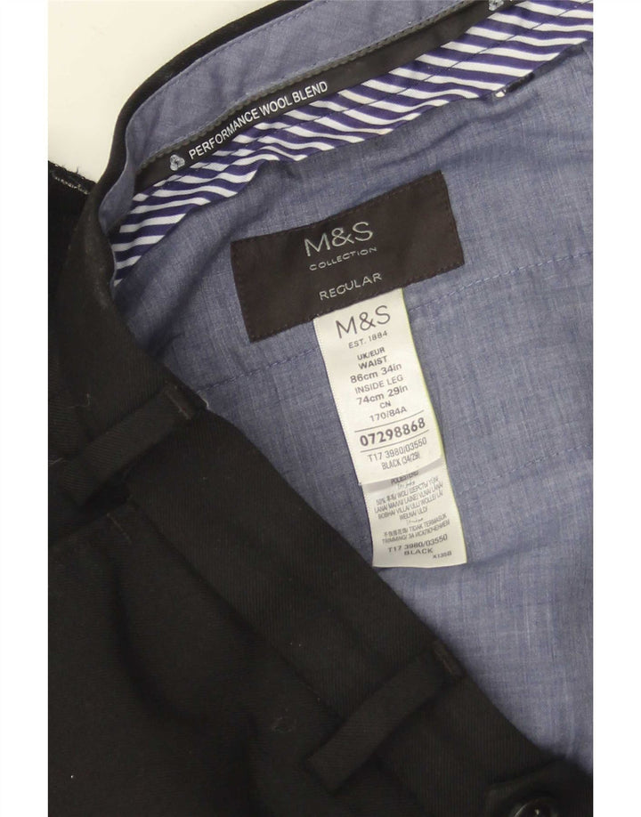 Gerade Herren-Anzughose von Marks & Spencer, W34, L29, schwarze Wolle