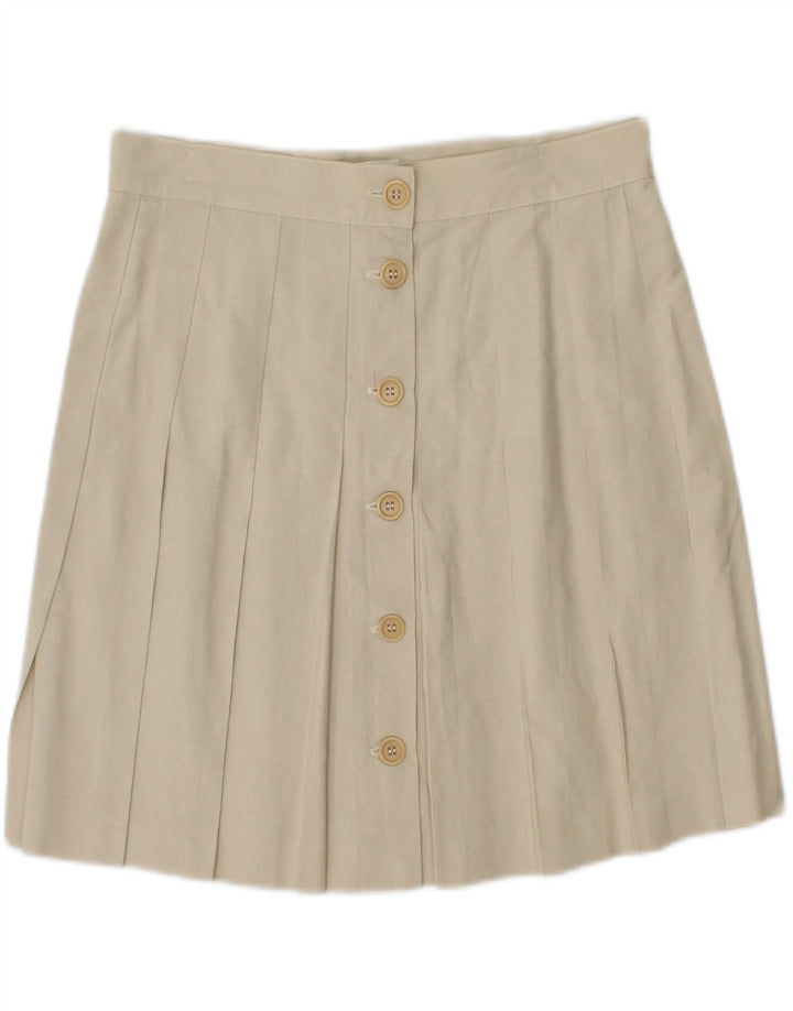 SISLEY Womens Pleated Skirt W30 Medium  Beige Viscose Vintage Sisley and Second-Hand Sisley from Messina Hembry 