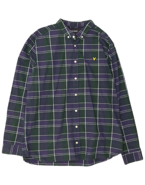 Lyle & Scott Herrenhemd 2XL Marineblau kariert Baumwolle