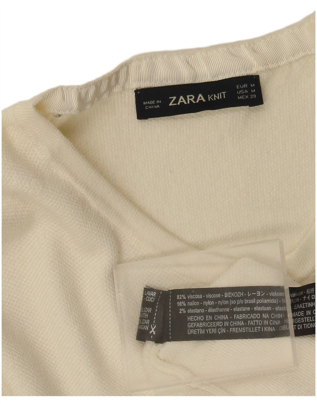 Zara Damen-Cardigan-Pullover UK 12 Mittelweiße Viskose