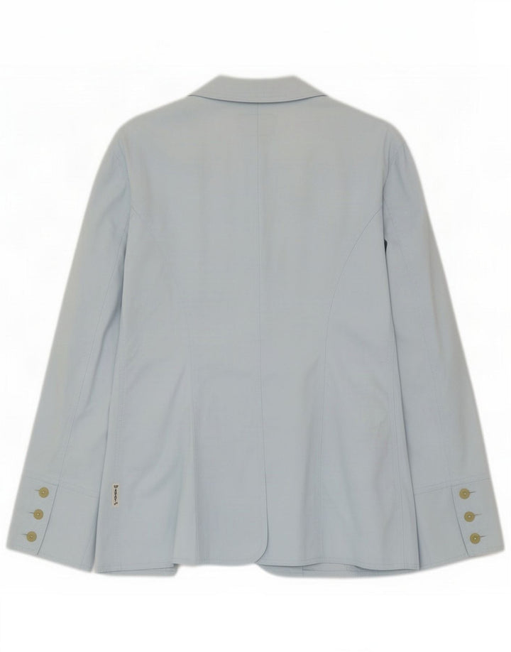 Armani Damen 1-Knopf-Blazerjacke UK 16 Große blaue Baumwolle