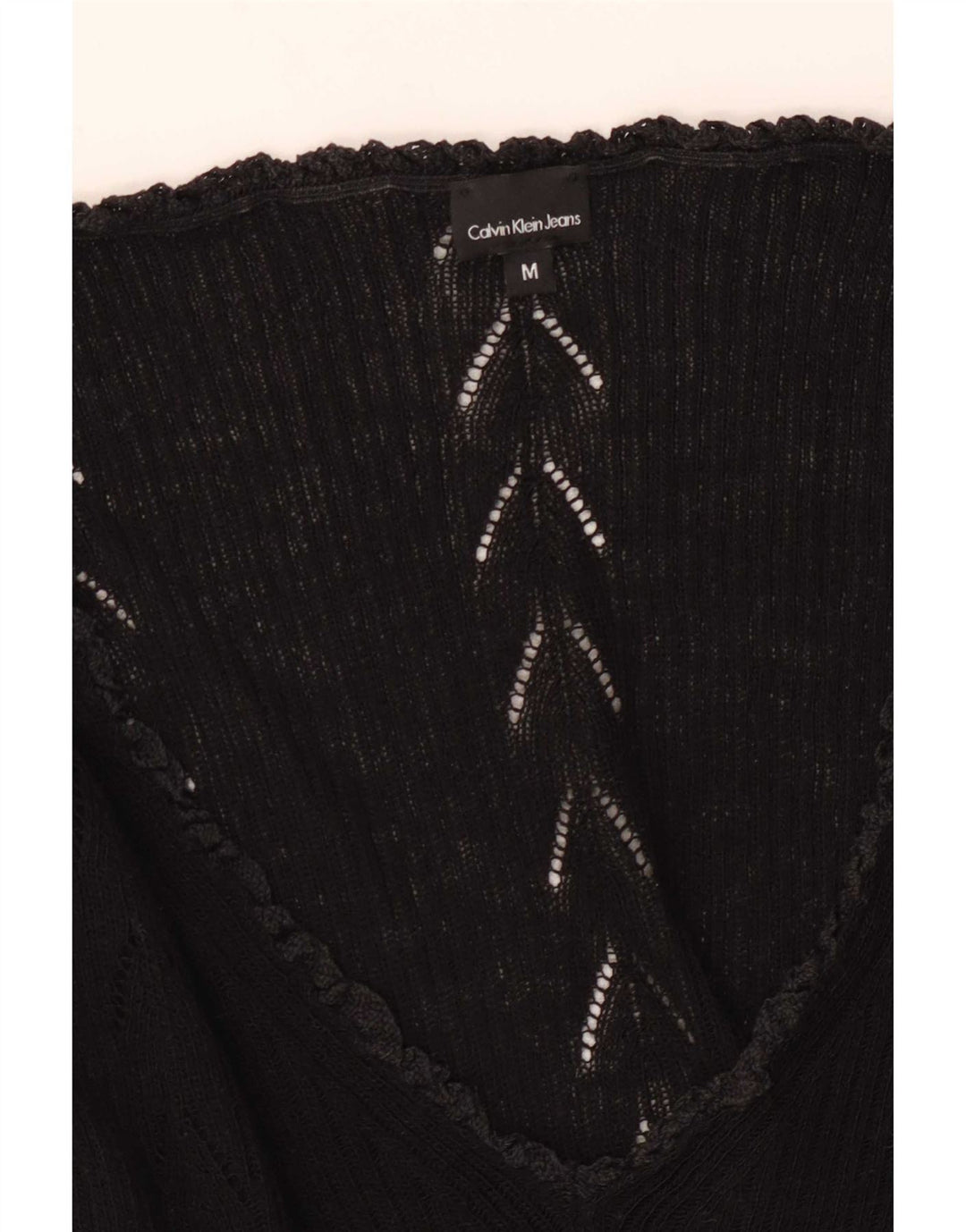 Calvin Klein Damen Graphic Top Langarm UK 12 Medium Schwarz