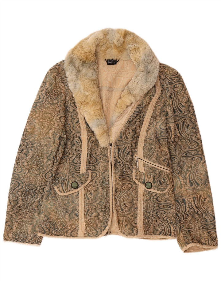 Kello Damen-Blazer mit durchgehendem Reißverschluss, UK 14, Mittelbeige, Paisleymuster