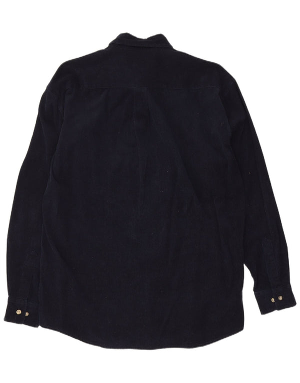 Vintage Mens Corduroy Shirt Size 39/40 Medium Navy Blue Cotton