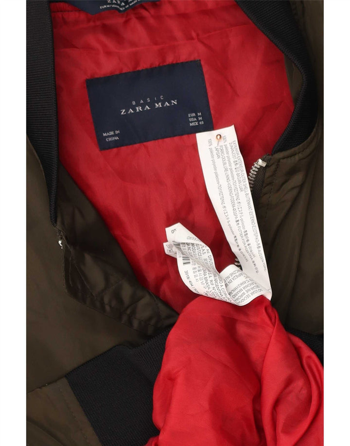 Zara Herren Bomberjacke UK 38 Mittelgrünes Polyester