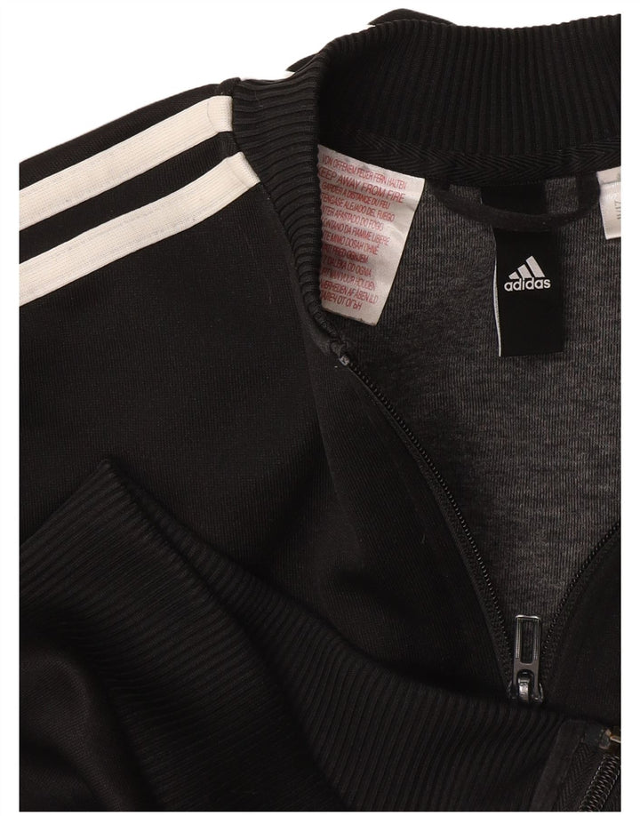 Adidas Damen Trainingsanzug Top Jacke UK 12 Medium Schwarz