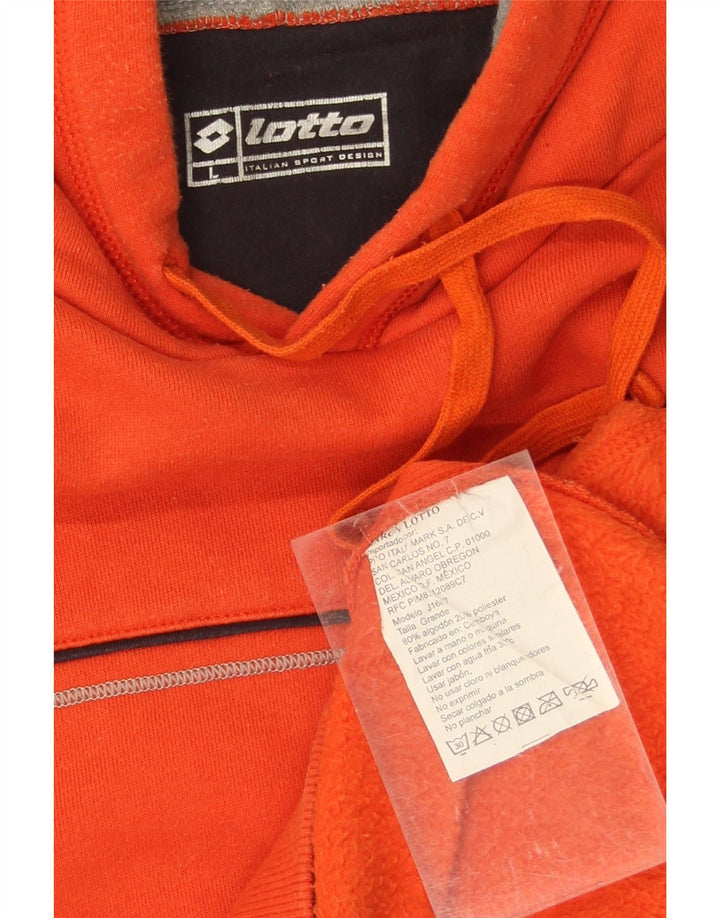LOTTO Mens Hoodie Jumper Large Orange Cotton Vintage Lotto and Second-Hand Lotto from Messina Hembry 