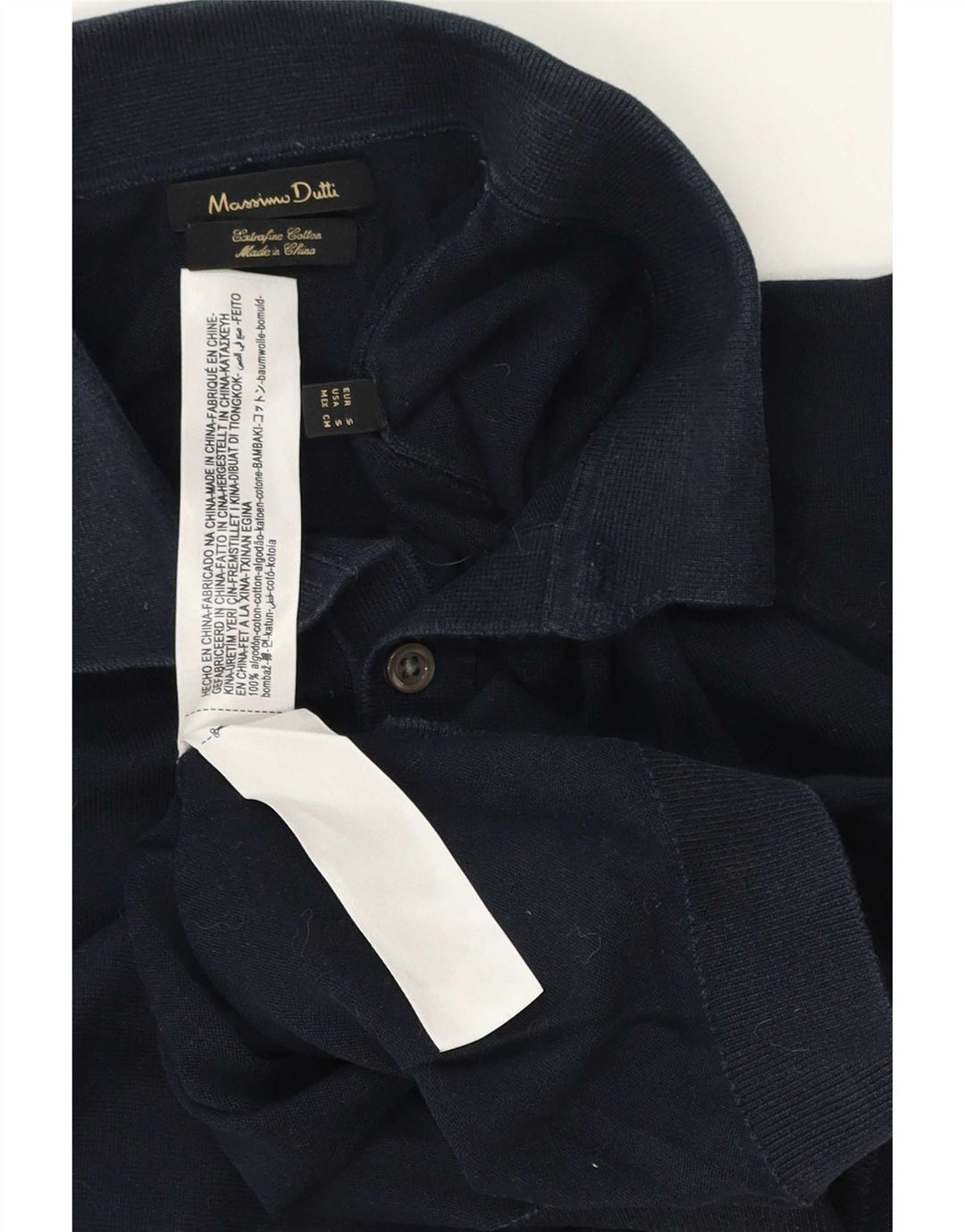 Massimo Dutti Herren-Pullover mit Rollkragen, Größe S, marineblaue Baumwolle