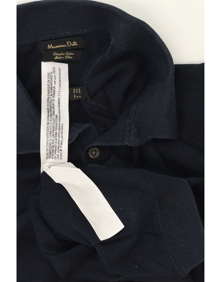 Massimo Dutti Herren-Pullover mit Rollkragen, Größe S, marineblaue Baumwolle