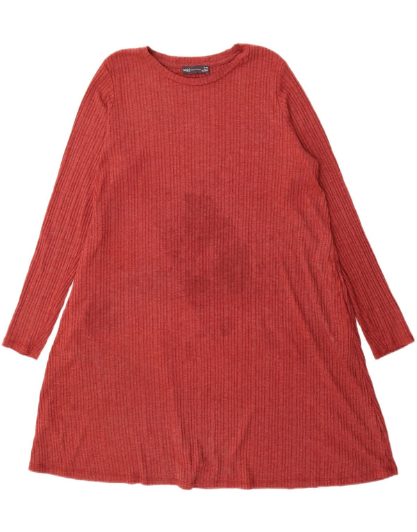 Marks & Spencer Damen Langarm-Zeltkleid UK 18 XL Burgunderrot Polyester