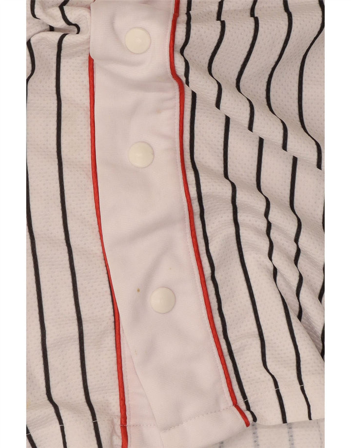 Starter Herren-Trikotoberteil mit Grafik, klein, weiß gestreift, Polyester