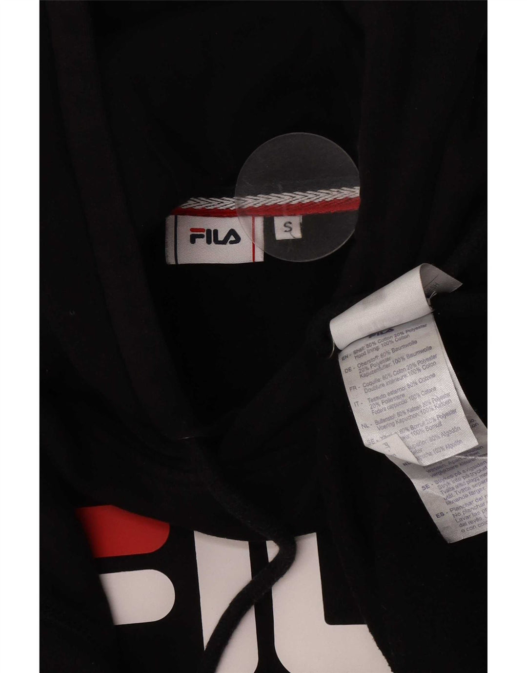 Fila Herren-Kapuzenpullover mit Grafik, Größe S, schwarze Baumwolle