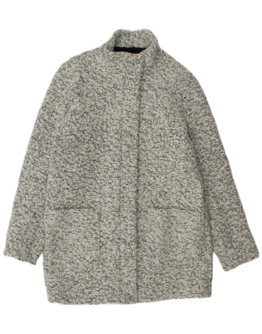 Abercrombie & Fitch Damen Übergroßer Mantel UK 10 Small Grau gesprenkelte Wolle