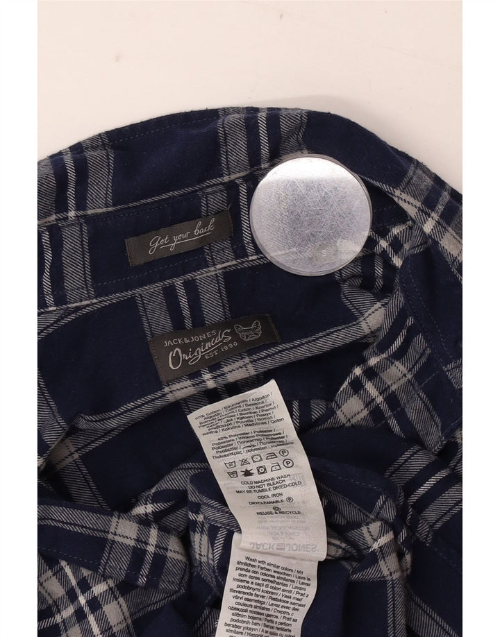 Jack & Jones Herren-Flanellhemd, klein, marineblau, kariert, Baumwolle