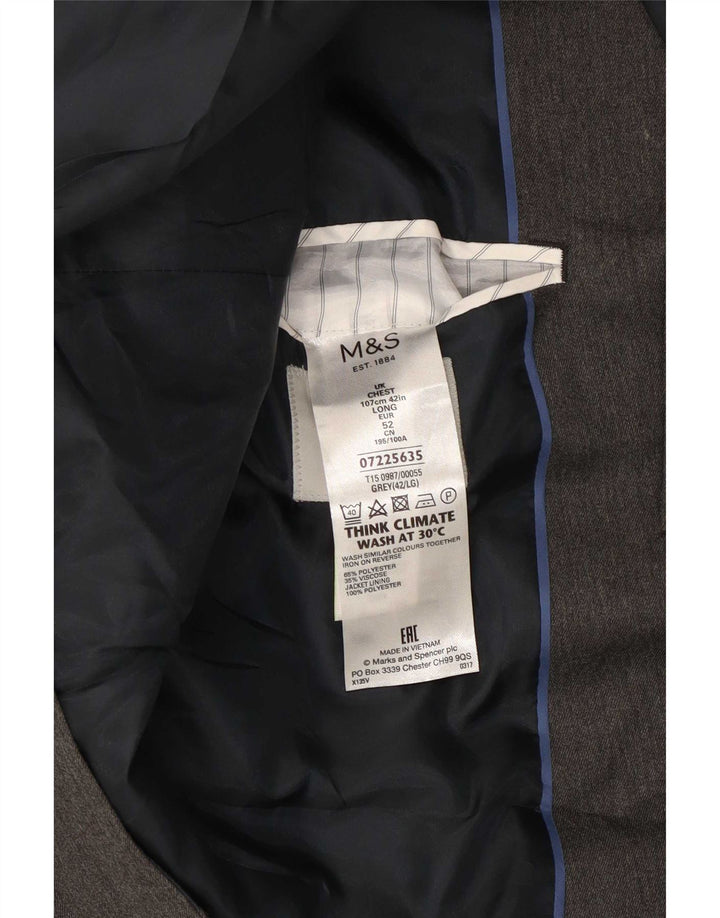 Marks & Spencer Herren-Blazer mit 2 Knöpfen, Gr. 42, Größe L, Grau, Polyester