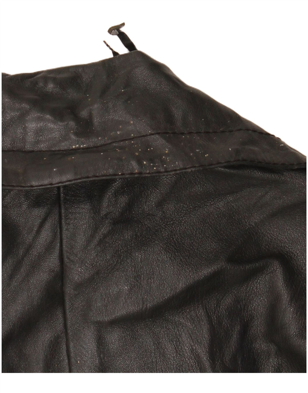 VINTAGE Damen Zweireihige Lederjacke UK 12 Medium Schwarz