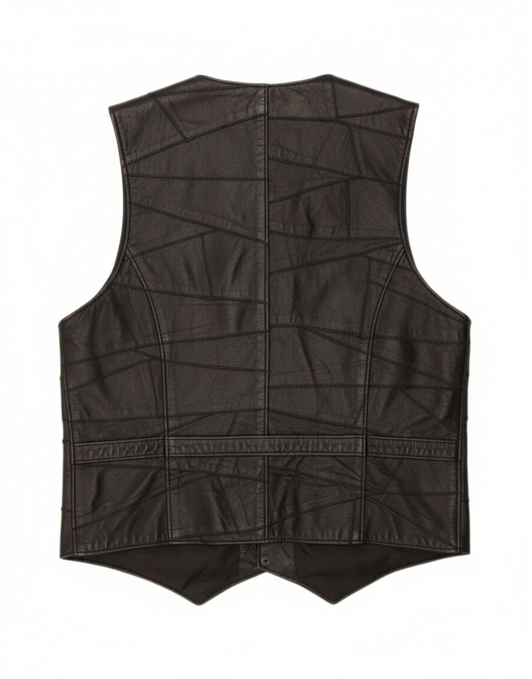 Vintage Herren Lederweste Klein Schwarz Patchwork
