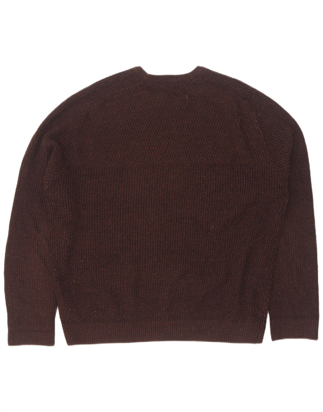 Zara Herren-Pullover mit Rundhalsausschnitt, XL, braunes Acryl