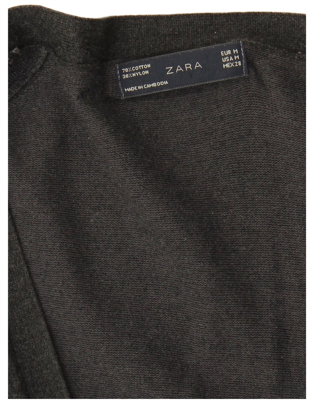 Zara Damen Longline-Cardigan-Pullover UK 12 Mittelgraue Baumwolle
