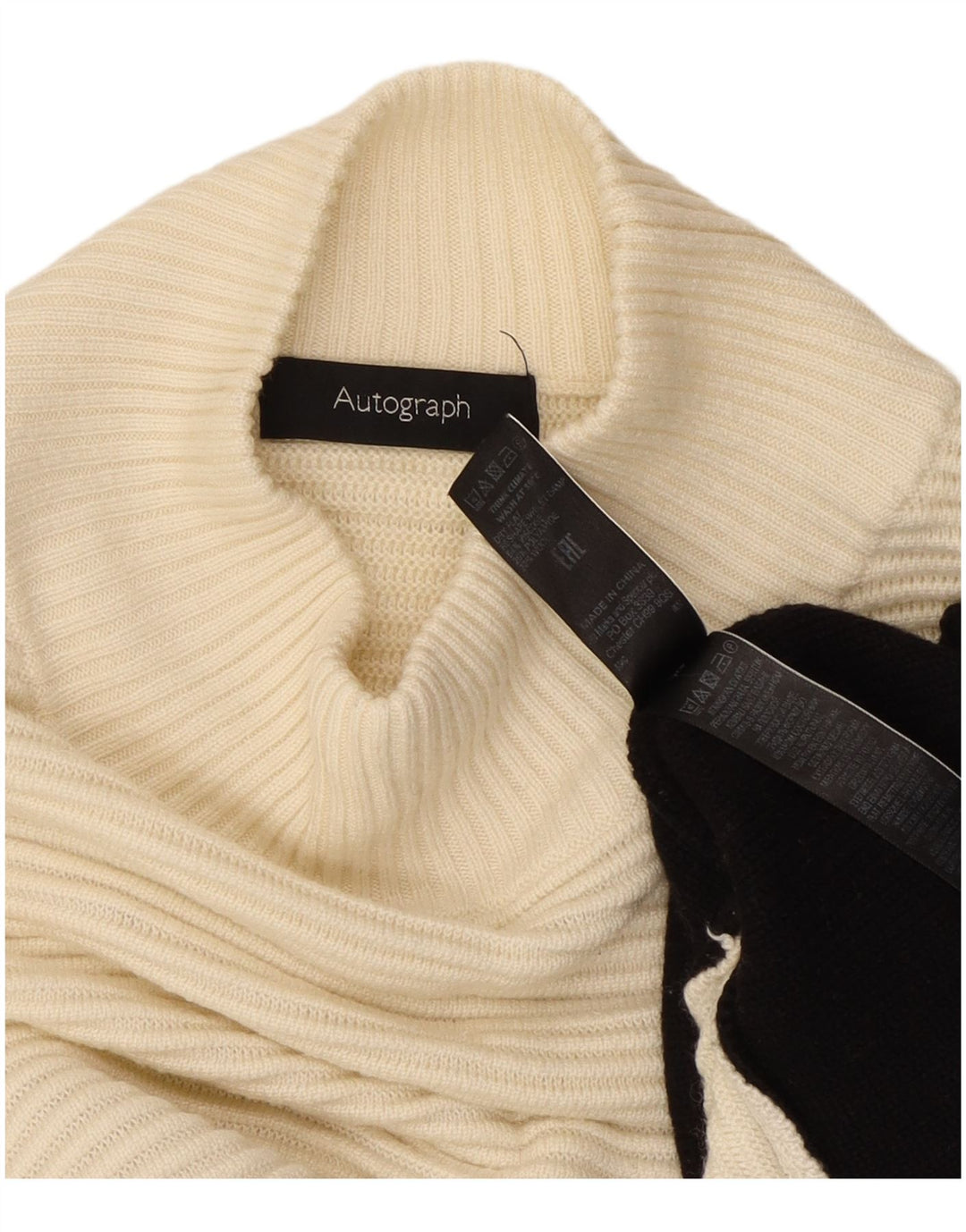 Marks & Spencer Damen-Pullover mit Rollkragen, Gr. 12, mittelgrau, gebrochenes Weiß