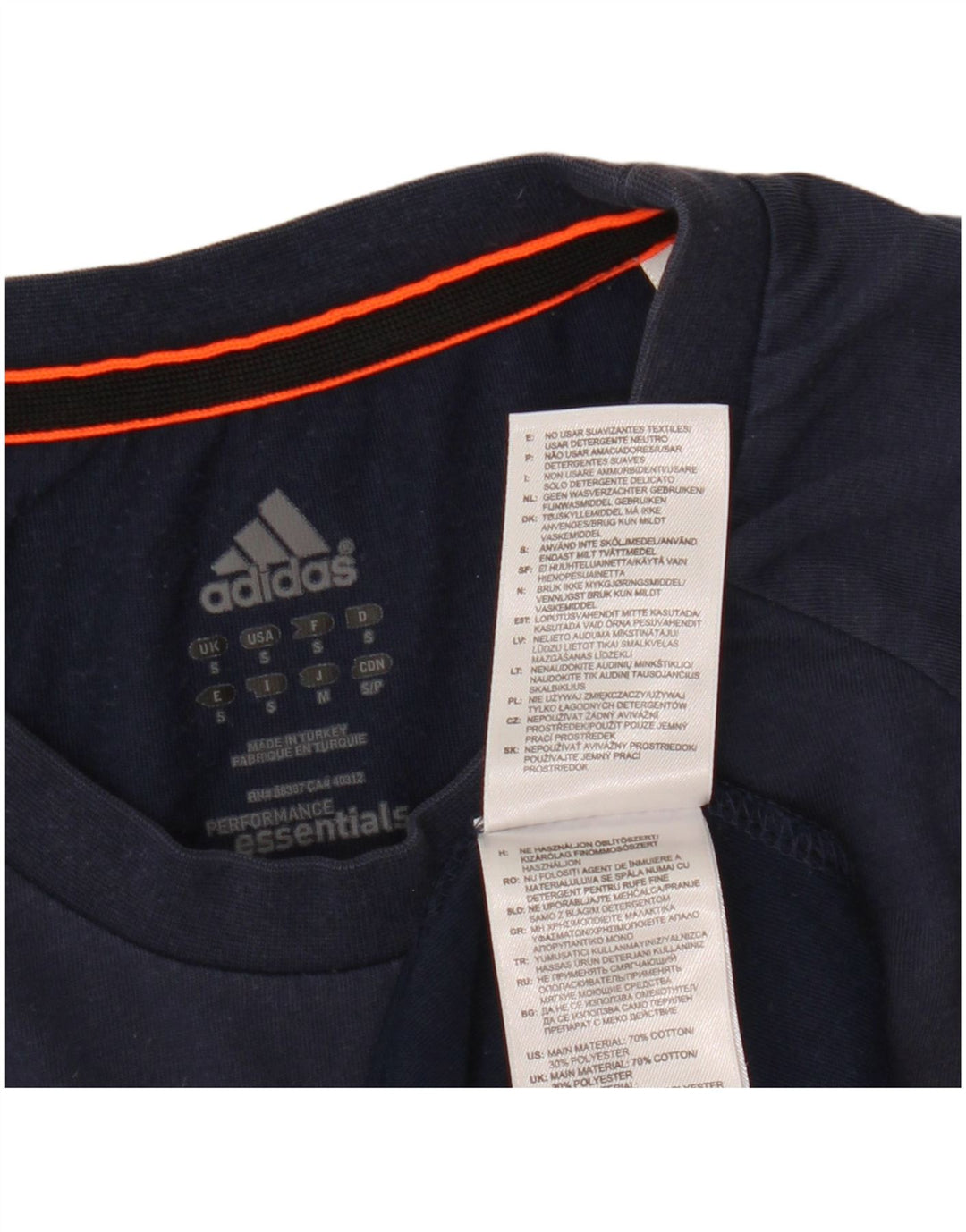 ADIDAS Herren T-Shirt Top Small Marineblau Baumwolle