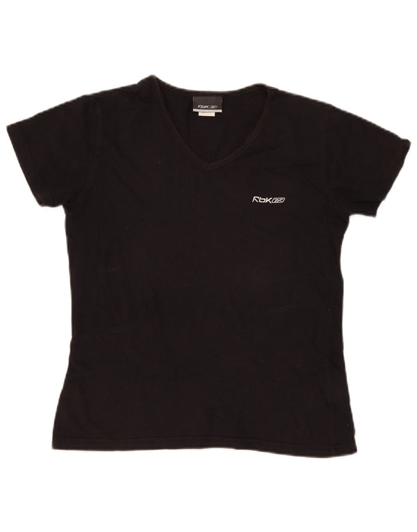 Reebok Damen T-Shirt Top UK 12 Medium Schwarz Baumwolle