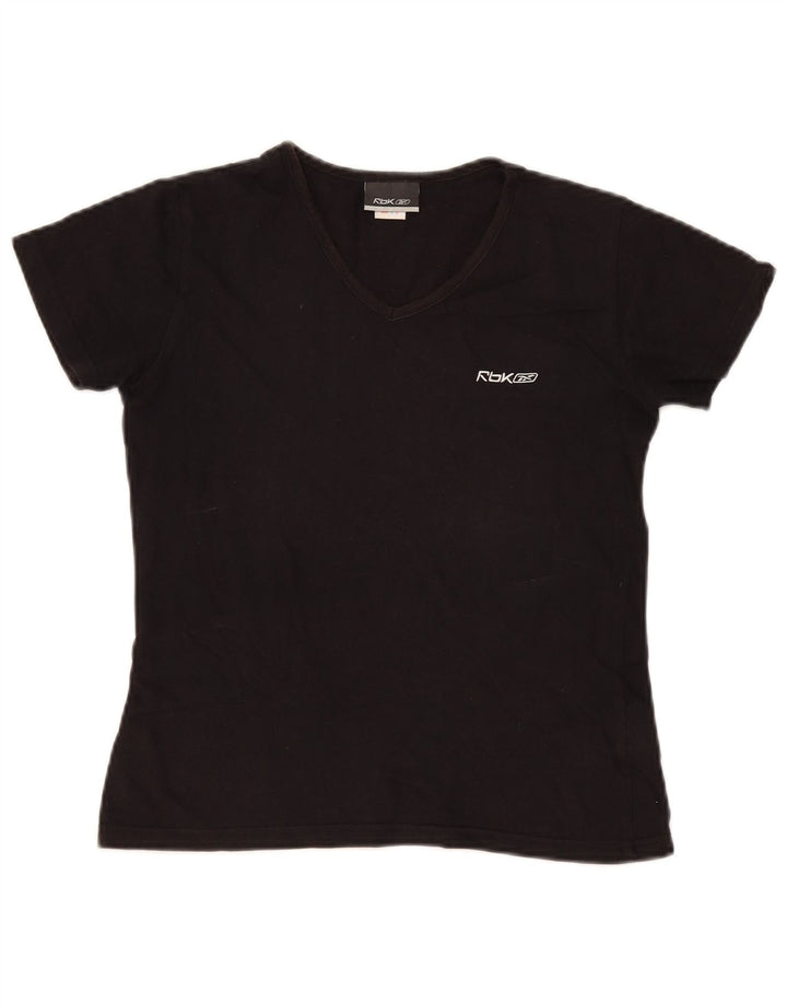 Reebok Damen T-Shirt Top UK 12 Medium Schwarz Baumwolle