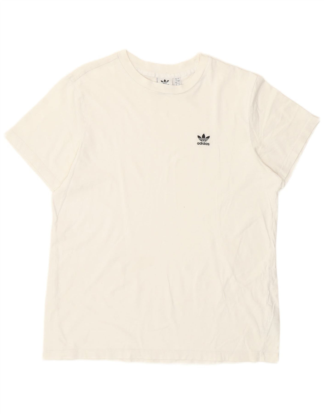 Adidas Damen T-Shirt Top UK 12 Mittelweiße Baumwolle