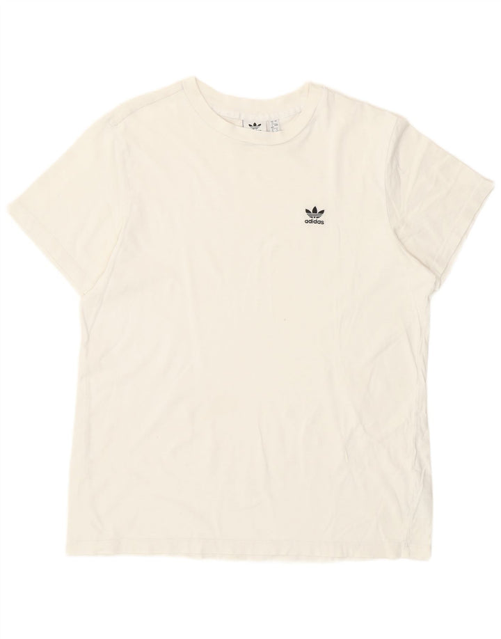 Adidas Damen T-Shirt Top UK 12 Mittelweiße Baumwolle
