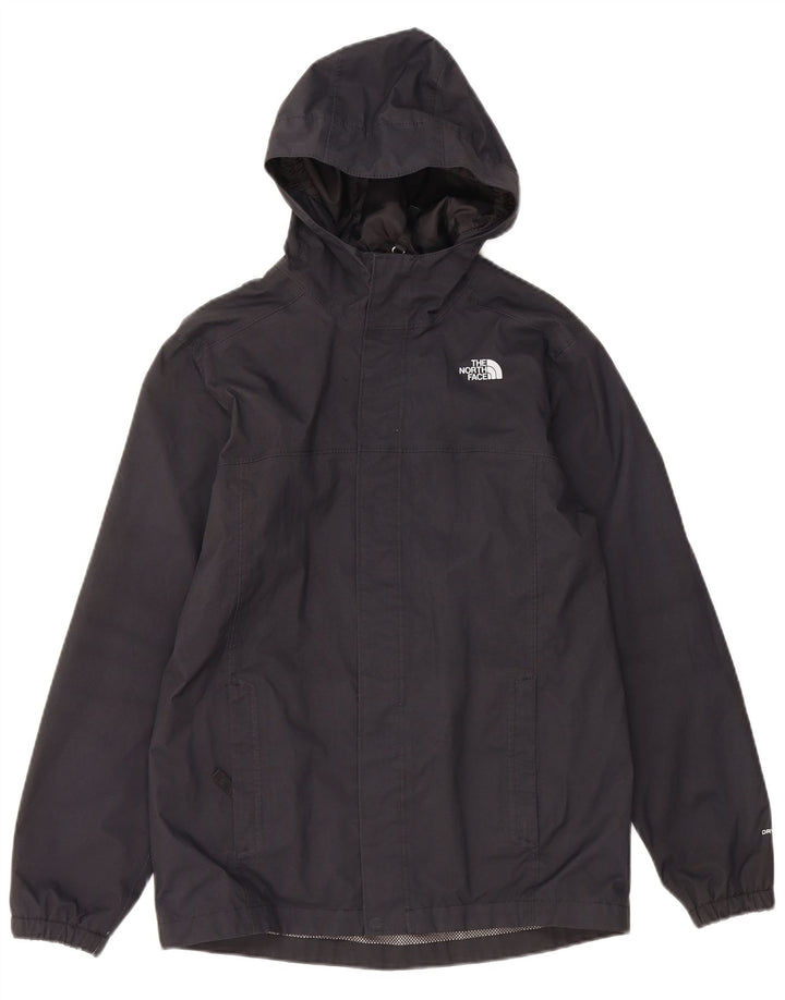 THE NORTH FACE Boys Hooded Rain Jacket 11-12 Years Large Black Polyester