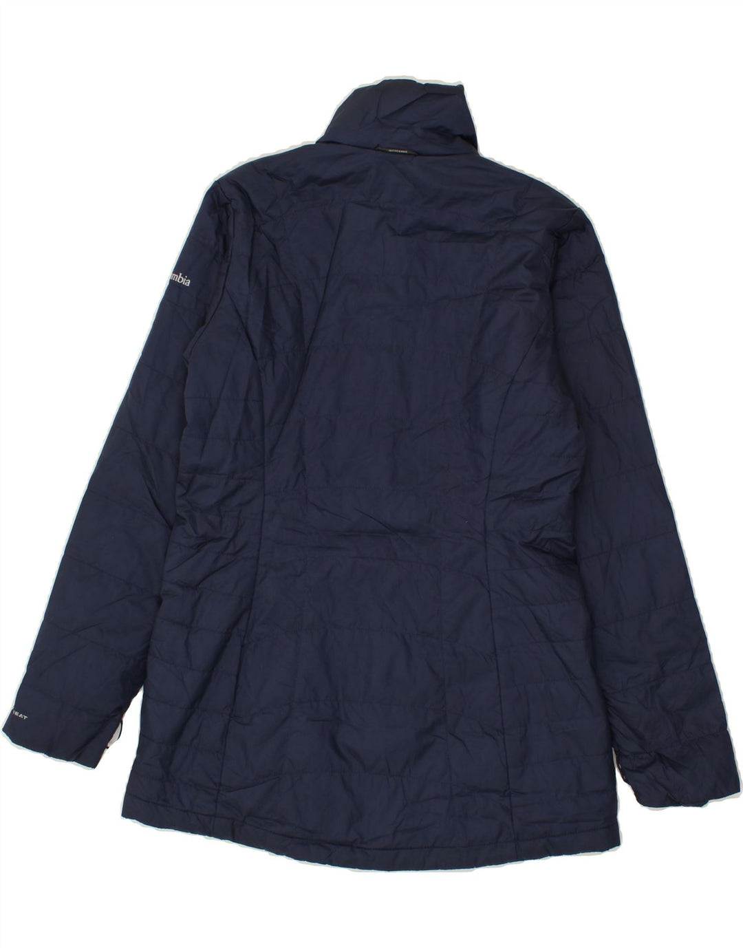 COLUMBIA Womens Padded Jacket UK 14 Medium Navy Blue Polyester Vintage Columbia and Second-Hand Columbia from Messina Hembry 