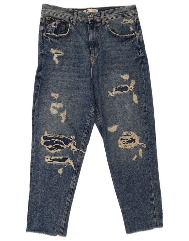 Zara Herren Distressed Cropped Jeans EU 40 Medium W31 L26 Blaue Baumwolle