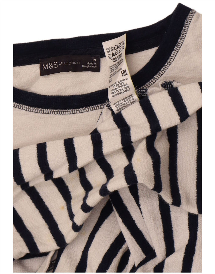 Marks & Spencer Damen-Pullover mit Rundhalsausschnitt, Gr. 14, Größe L, weiß gestreift