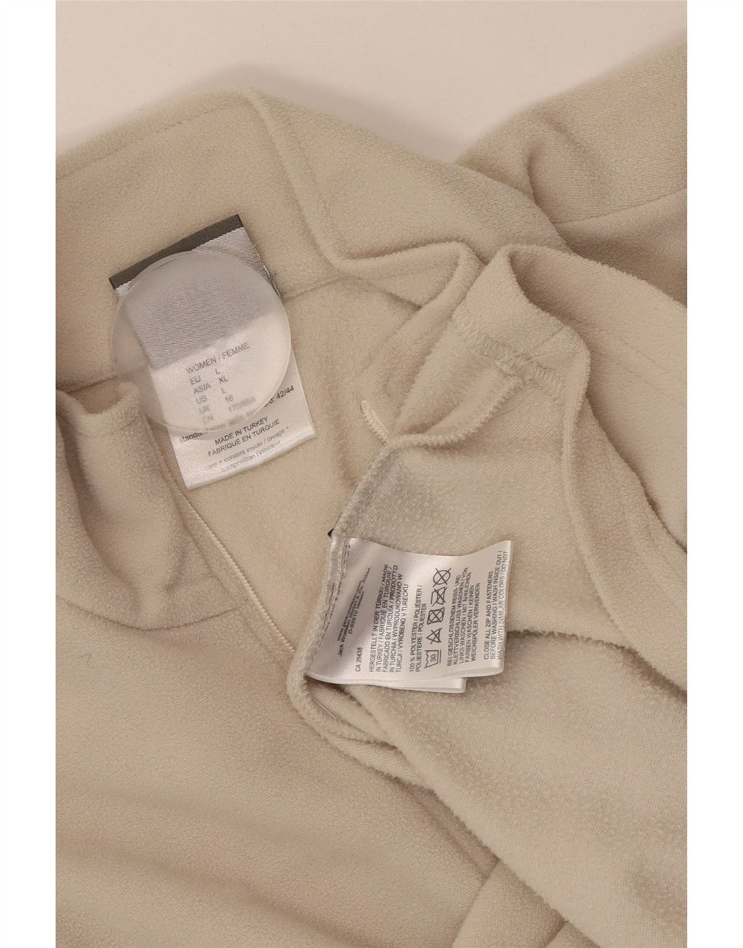 JACK WOLFSKIN Damen-Fleecepullover mit Reißverschluss am Hals, UK 16, Größe L, beige, Polyester
