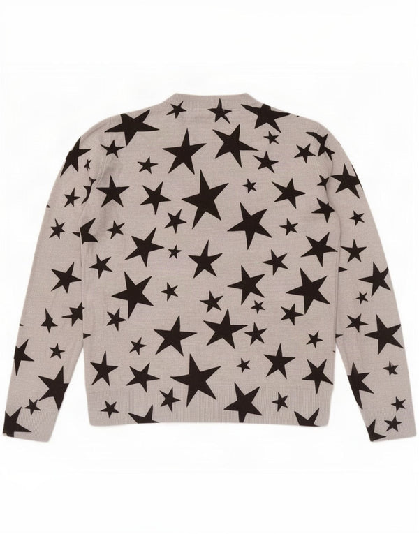 Marks & Spencer Damen Pullover mit grafischem Rundhalsausschnitt, Gr. 12, Mittelgrau