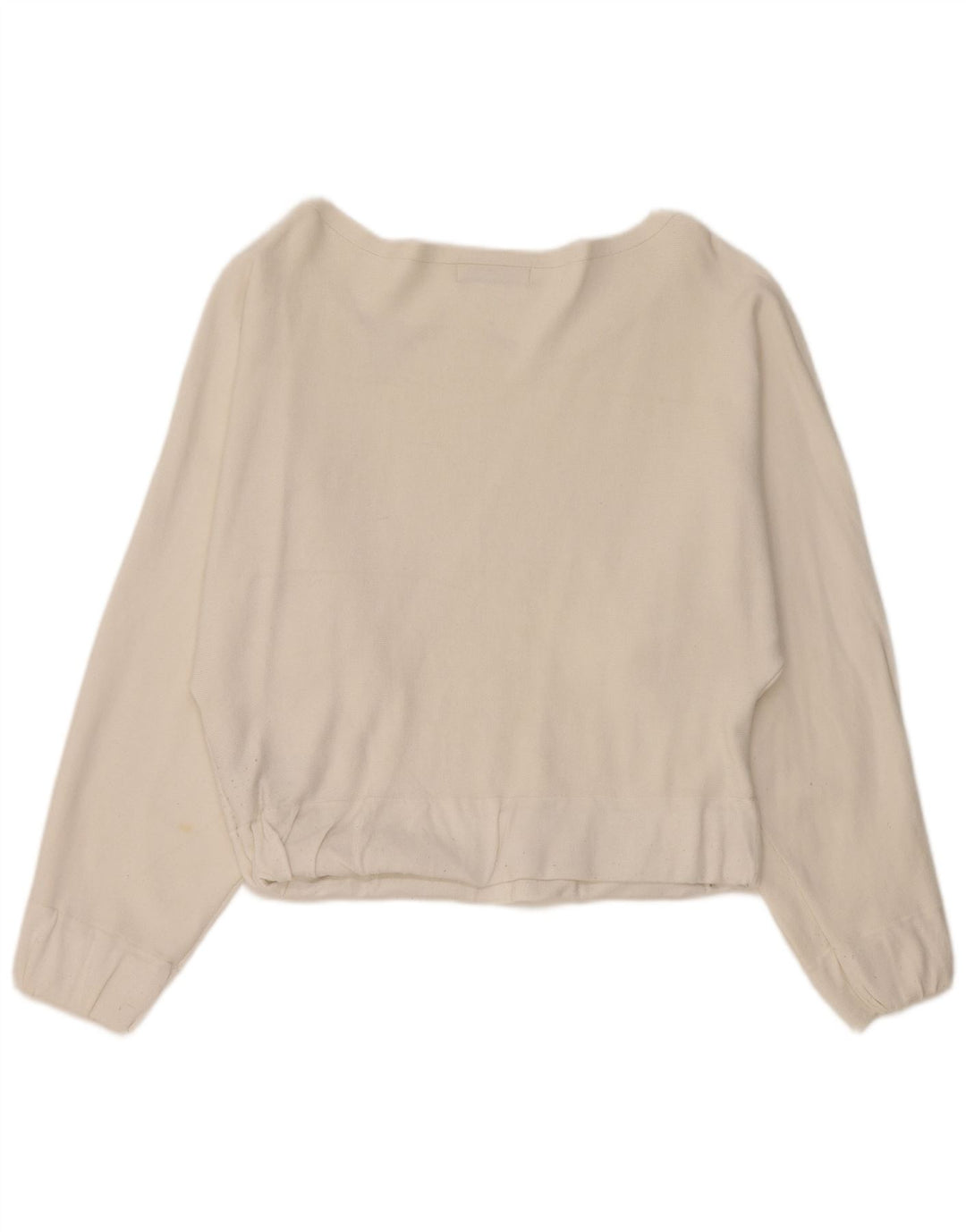 Zara Damen Übergroßes Top Langarm UK 10 Small Weiße Viskose